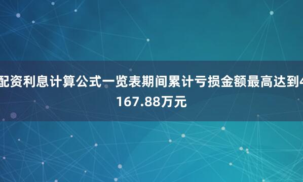 配资利息计算公式一览表期间累计亏损金额最高达到4167.88万元